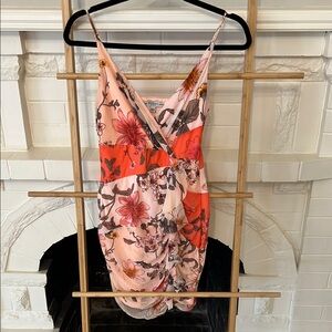 Guess Floral Mini Dress - Pink and Orange